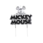 Vela Mickey Prata com Preto Glitter - SilverFesta