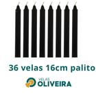 Vela Palito Preta 36 Unidades 16cm 15,8 - (Por Kilo) 100% Parafina - Velas Oliveira