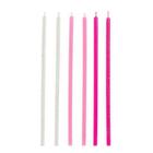 Vela Palito Rosa e Branca 15cm - V188 - 6 Un - Silver Plastic