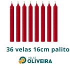 Vela Palito Vermelha 36 Unidades 16cm 15,8 - (Por Kilo) 100% Parafina - Velas Oliveira