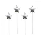 Velas estrelas prata - 4 unidades - 14 cm - Silver Festas