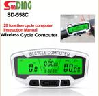 Velocimetro Sunding SD-563A SD-568C e SD-558A à prova água display lcd ciclismo computador odômetro velocímetro com luz de fundo verde