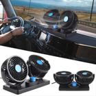 Ventilador Automotivo Duplo Com Ajuste Para carro Caminhão 12v Silencioso Preto