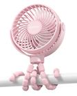 Ventilador de Carrinho Coohea - Clip-on, Recarregável via USB, Rosa