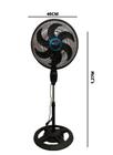 Ventilador de coluna 40 cm preto pedestal 110 v e 220 v - TYF