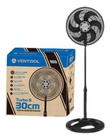Ventilador De Coluna Preto 30cm Turbo 6 Pás Oscilante Ventisol 127V
