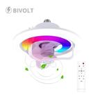 Ventilador de Teto com Luminária Giratória e Luz Quente, Fria e RGB - MR