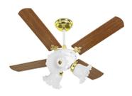 Ventilador De Teto New Zeta Com 4 Pás MDF Branco/Mogno 220v