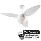 Ventilador de Teto Ventisol Aires com 02 Lâmpadas Led Inclusas, 3 Pás, CV3, Branco - 220V