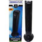 Ventilador de Torre 45W 3 Velocidades Base Giratória Timer Homestar HS-7500 Preto 220V