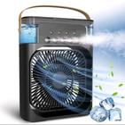 Ventilador Humidificação climatizador 3 em 1 Preto