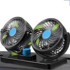 Ventilador Mini 12v Carro Caminhão Duplo Ar Painel Ajustável