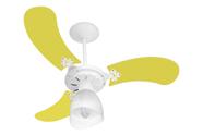 Ventilador Teto New Baby Colors 3 Pás Mdf Branco/Amarelo 110V - Venti-Delta