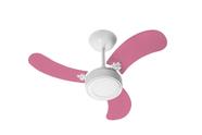 Ventilador Teto New Led Colors Branco 3 Pás Rosa 220V 130 W