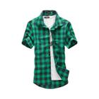 Vermelho Preto Xadrez Camisa De Manga Curta Masculina Verão 2024 Moda Xadrez Chemise Homme Blusa