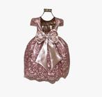 Vestido Aniversário Infantil Longo Luxo Rose Com Luva 2135 - Tamanho 1