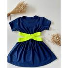 Vestido Azul Nicole com detalhe Recortes Neon