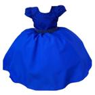 vestido azul royal luxo cinto em perolas e busto bordado p600