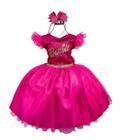 Vestido Princesa Belli Barbie Paete Pink e Dourado - Roupa
