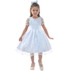 Vestido Batizado de Menina Branco Com Tule Francês