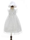 Vestido Batizado Mandrião Renda Branco Touca Bebê Papilloo