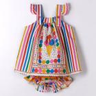 Vestido Bebê Barrado Sorveteria Mini C/ Tapa Fraldas Fábula