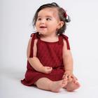 Vestido Bebê Menina em Tricot Vermelho Escuro Fofinho