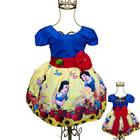 Vestido Branca De Neve Luxo Aniversario Temático Com Saiote Tule Rodado Bem Armado Para Festa