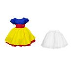 Vestido Branca De Neve Princesa + Saiote Saia Tule Branco