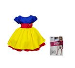 Vestido Branca De Neve Temático De Luxo + Meia Calça Trifil