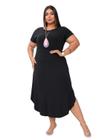 Vestido Camiseta Maxi Longo com Fendas Plus Size