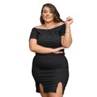 Vestido Canelado Plus Size Ciganinha Dupla Fenda