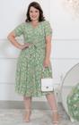 Vestido Casual Femino Midi Floral Verde Musgo