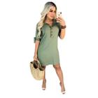 Vestido Chemise Feminino Camisao Viscolinho Manga Chamise