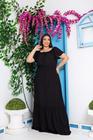 Vestido cigana plus size longo manga curta viscolinho