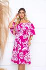 Vestido Ciganinha Midi Moda Evangélica Lastex Com Elástico - ROSA COM BRILHO