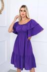 Vestido Ciganinha Midi Moda Evangélica Lastex Com Elástico - ROXO