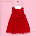 Vestido Curto Bebê Festa Tule Vermelho c/Laço Mon Sucré