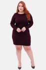 Vestido Curto Canelado Manga Longa Plus Size Justo Sig Estilo Outono Inverno