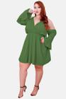 Vestido Curto Ciganinha Plus Size Manga Flare