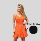 Vestido Curto de Alça com Babado em Tecido Duna Verão