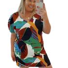 Vestido Curto Estampado em Viscose