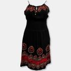 Vestido Curto Indiano Alça Batik Bordado Elástico Cintura 44