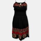 Vestido Curto Indiano Alça Batik Bordado Elástico Cintura 44