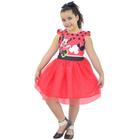 Vestido da Minnie Vermelha Saia de Tule(Tutu) Com Glitter - Moderna Meninas