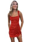 Vestido de boas-vindas BOLENSYE Sparkly Sparkly Sequin Red Plus Size