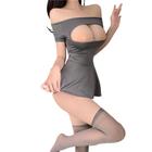 Vestido de camisola de lingerie SINROYEE Sexy Silk Cheongsam Grey