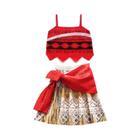 Vestido de Cosplay Moana para Meninas - Fantasia de Princesa com Colar e Peruca para Halloween e Carnaval