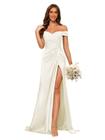 Vestido de dama de honra Dessiny Ivory Satin Off Shoulder Mermaid