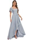 Vestido de dama de honra Monvelli Flowy Chiffon Empire Waist azul 16W